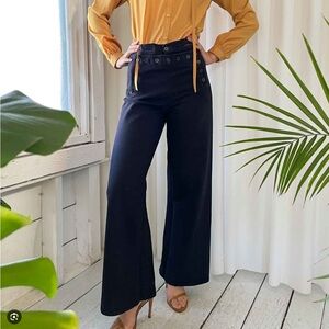 Vintage Navy Blue High-Waisted Pants
